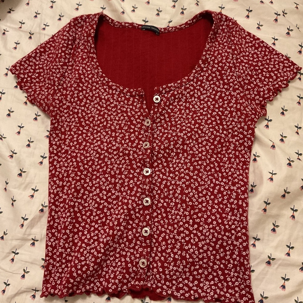 Brandy Melville Red Floral Top